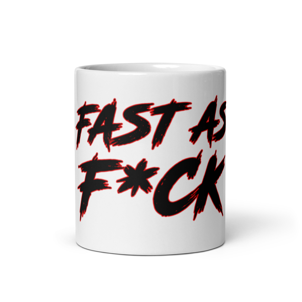 White Glossy Coffee Mug - Red/Black - Fast As F*ck