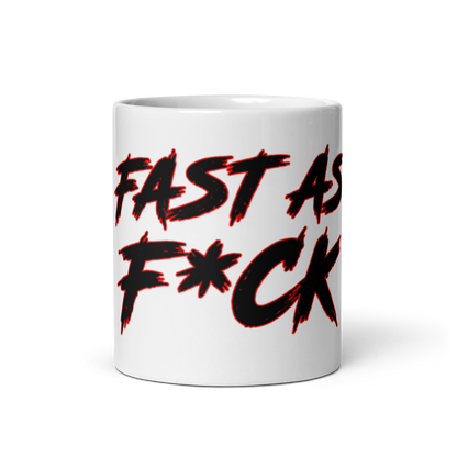White Glossy Coffee Mug - Red/Black - Fast As F*ck