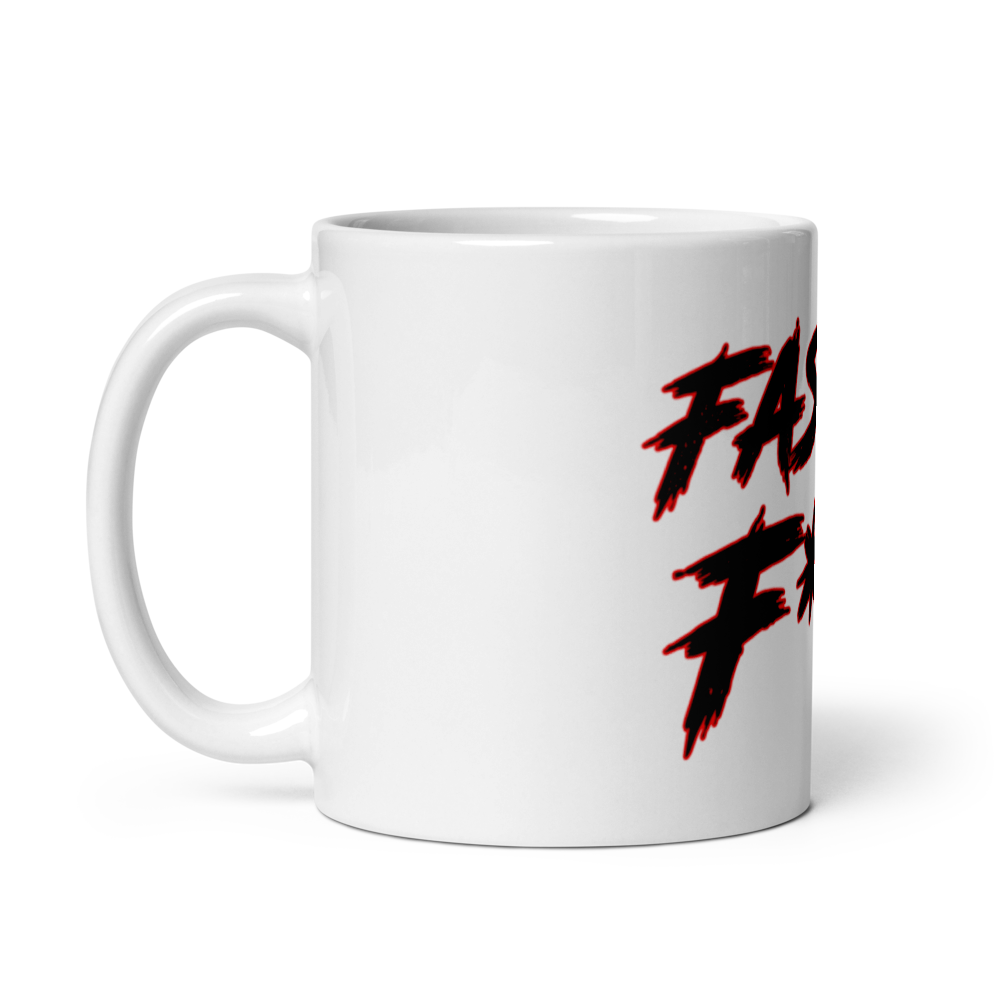 White Glossy Coffee Mug - Red/Black - Fast As F*ck