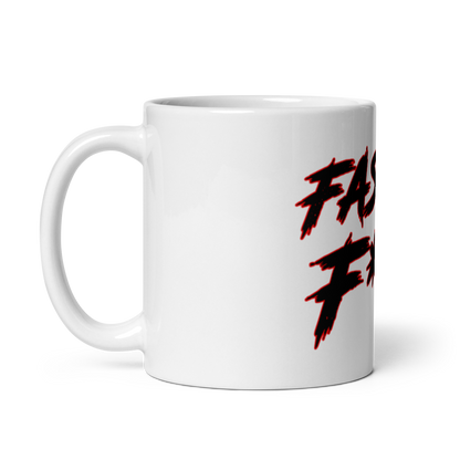 White Glossy Coffee Mug - Red/Black - Fast As F*ck