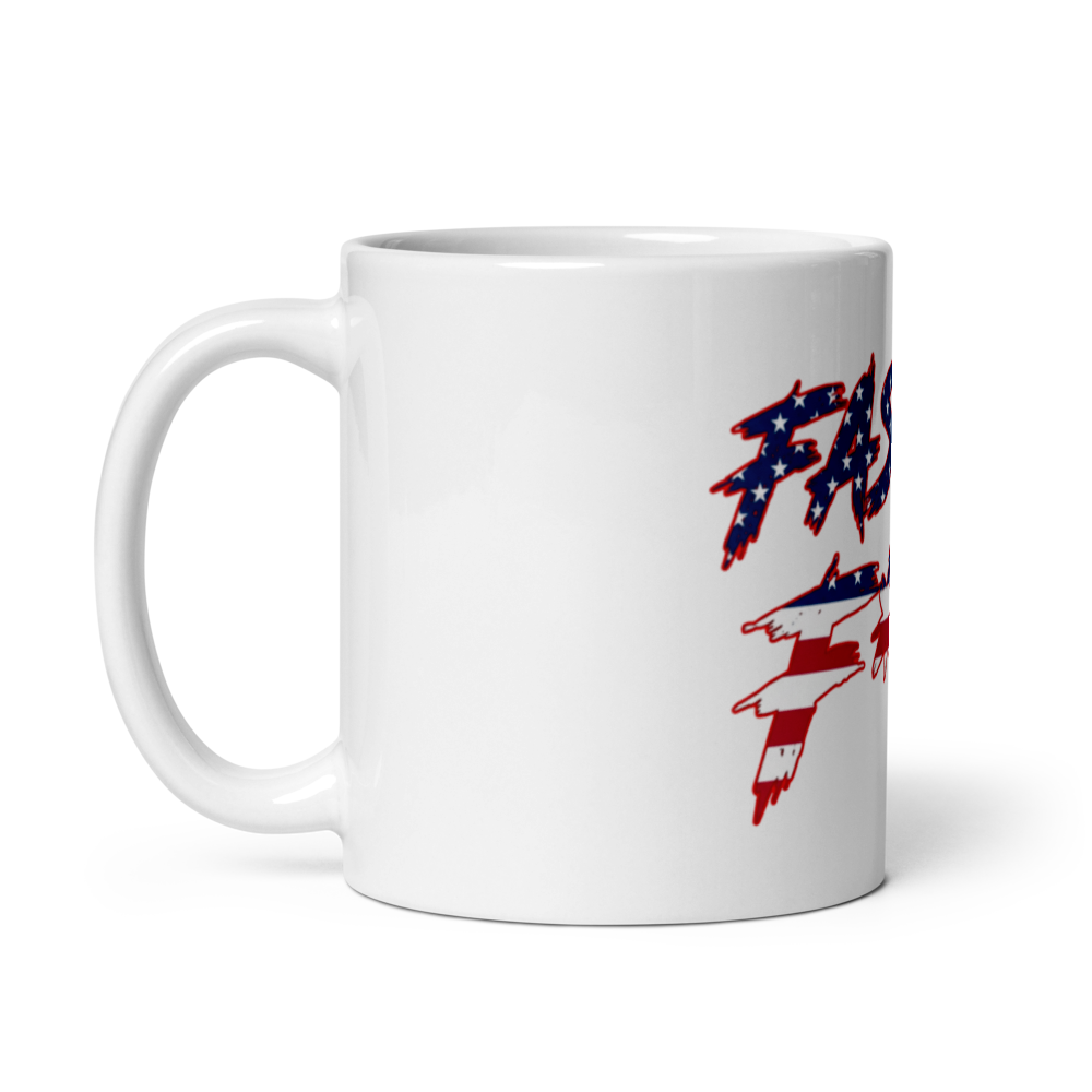White Glossy Mug - American Flag - Fast As F*ck
