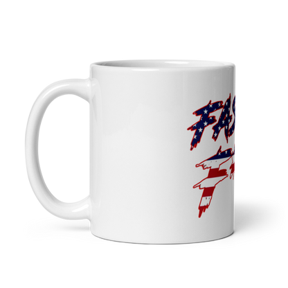 White Glossy Mug - American Flag - Fast As F*ck