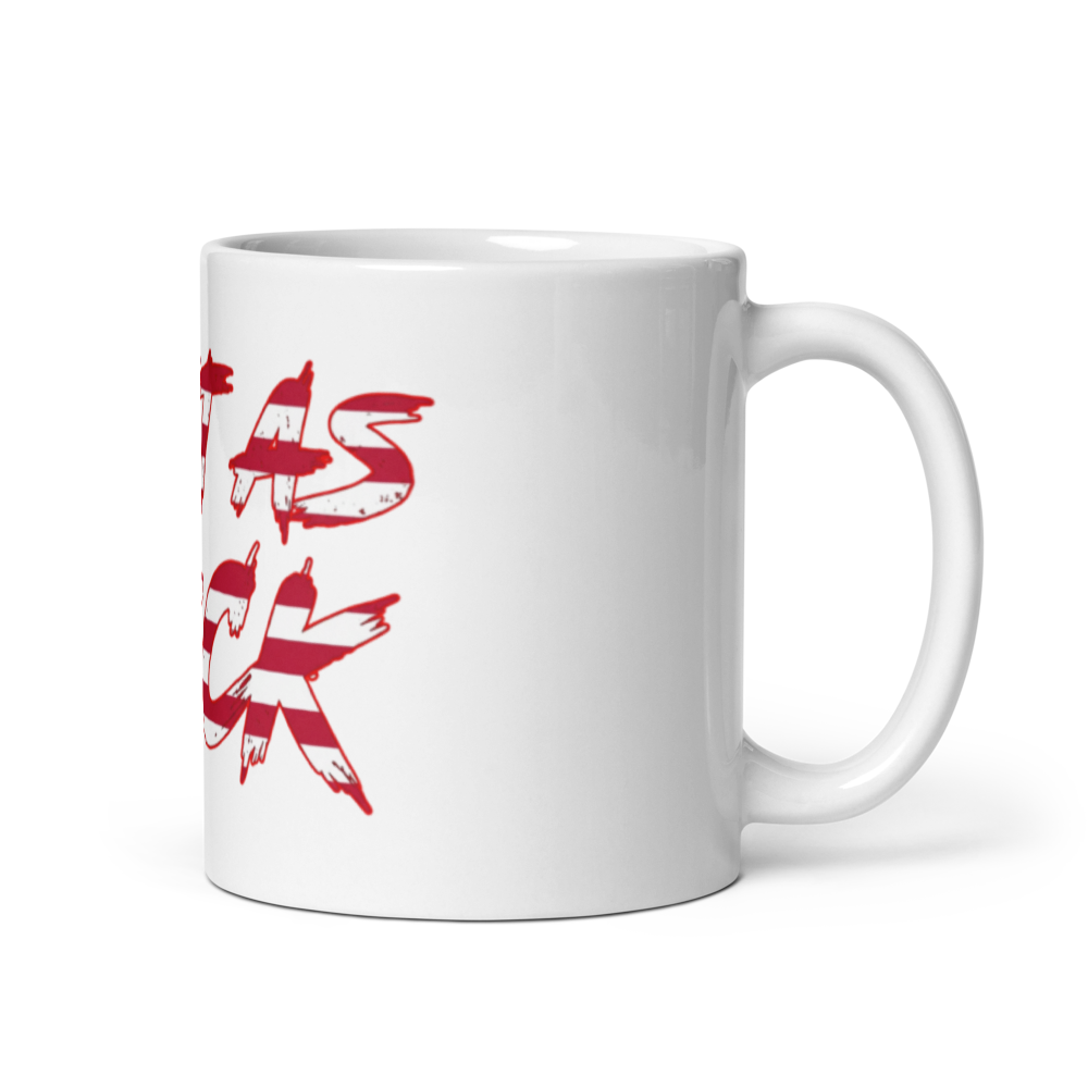 White Glossy Mug - American Flag - Fast As F*ck