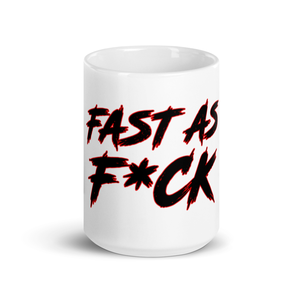 White Glossy Coffee Mug - Red/Black - Fast As F*ck