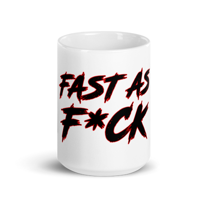 White Glossy Coffee Mug - Red/Black - Fast As F*ck