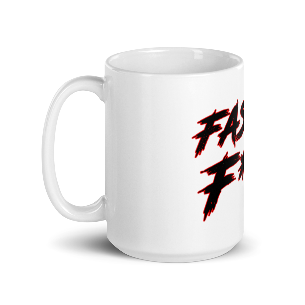 White Glossy Coffee Mug - Red/Black - Fast As F*ck