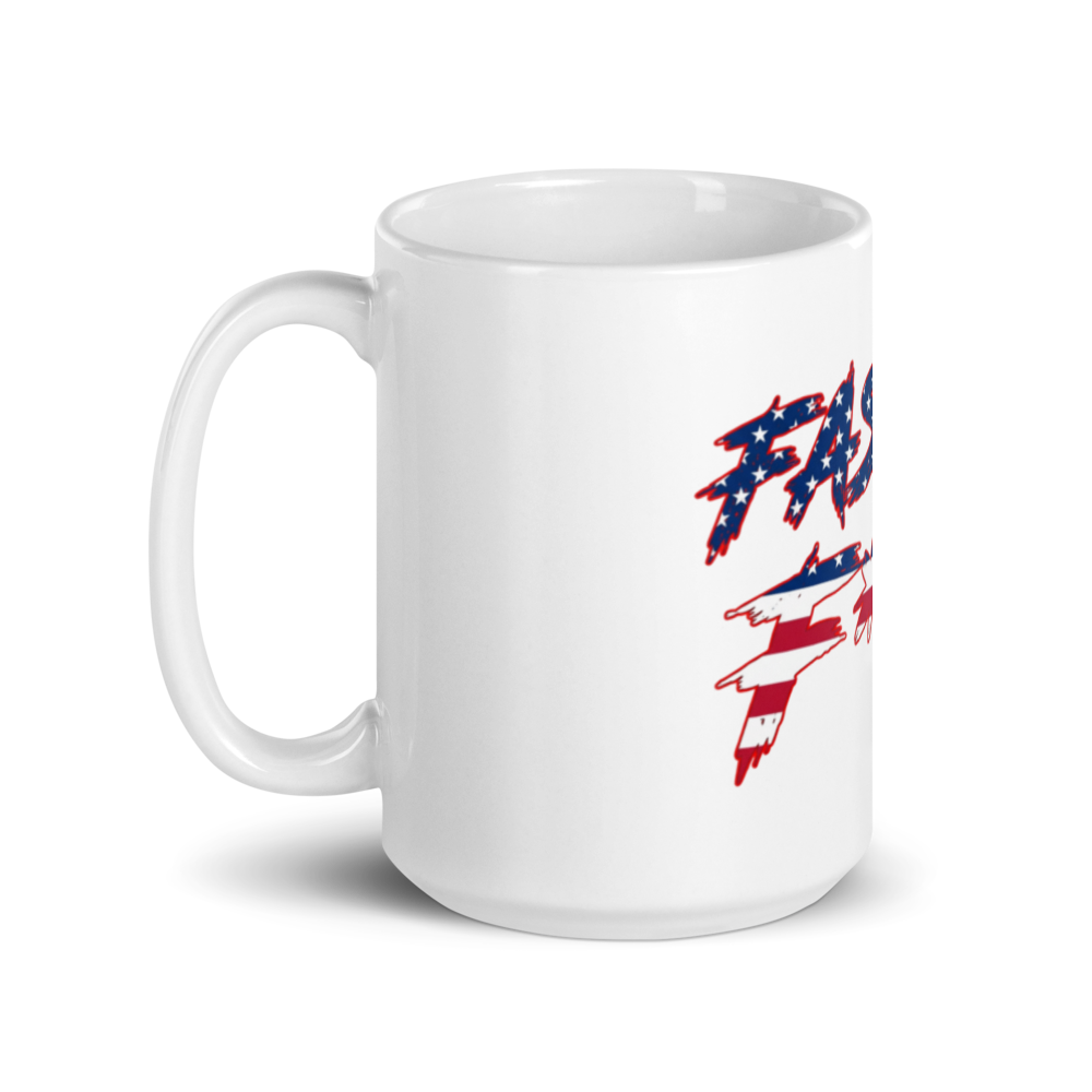 White Glossy Mug - American Flag - Fast As F*ck