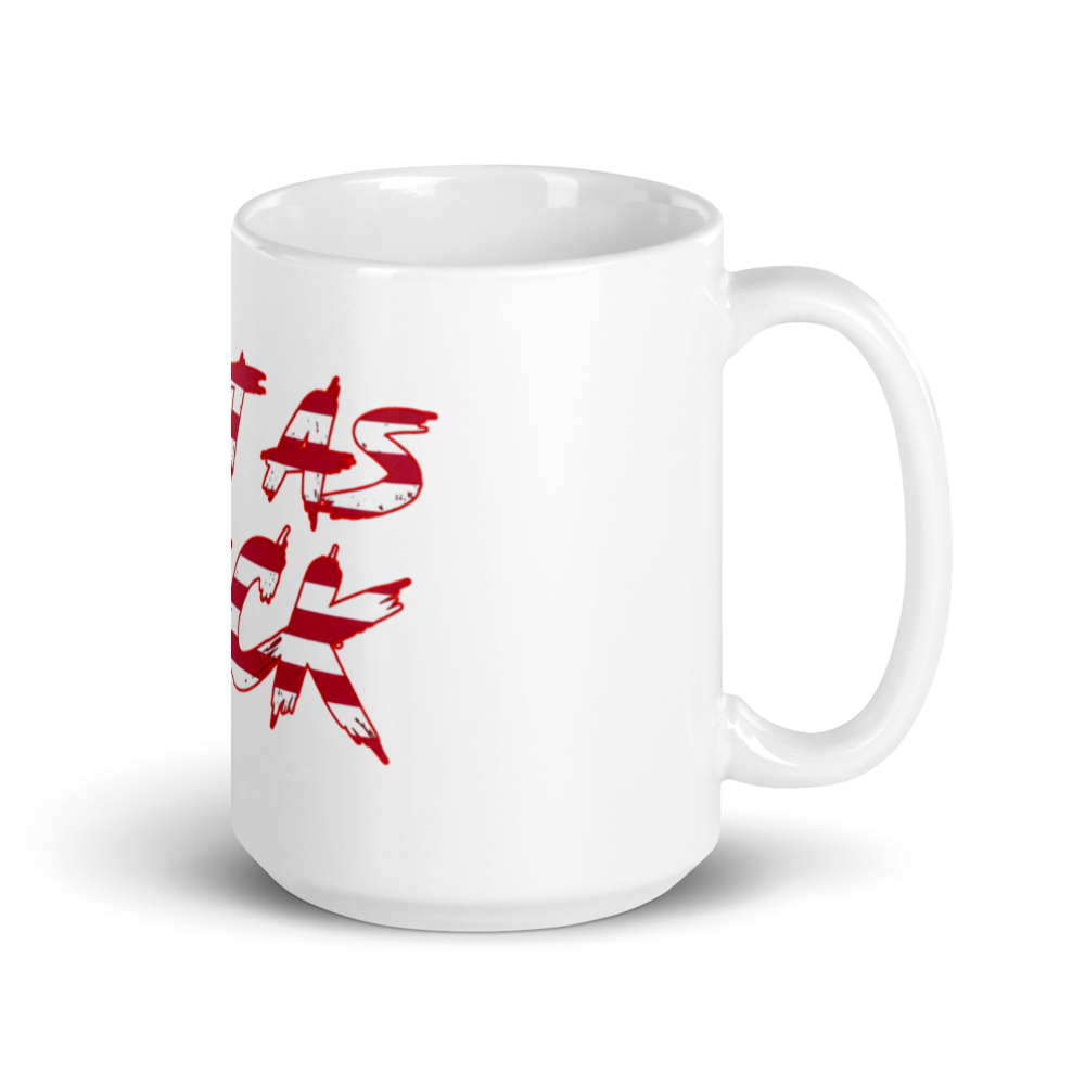 White Glossy Mug - American Flag - Fast As F*ck
