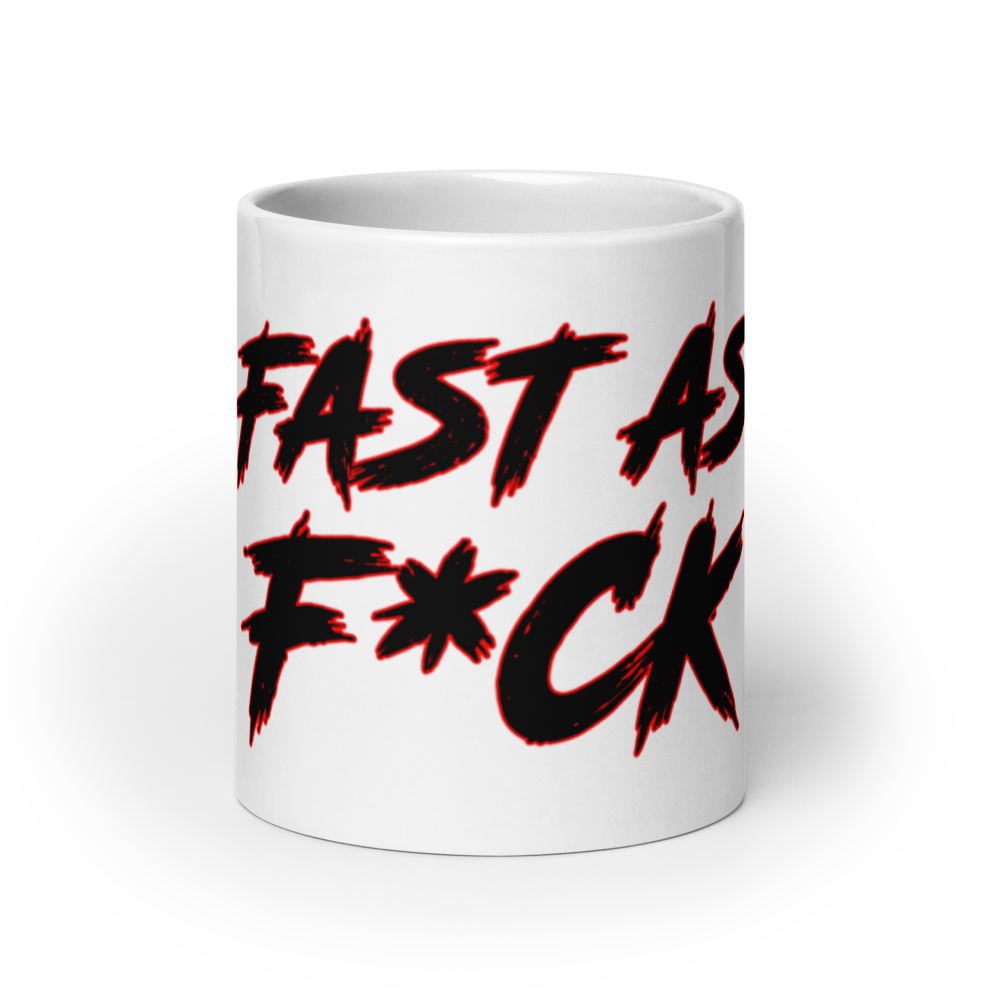 White Glossy Coffee Mug - Red/Black - Fast As F*ck