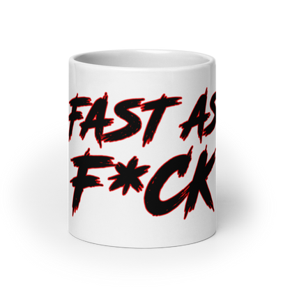 White Glossy Coffee Mug - Red/Black - Fast As F*ck